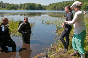 State divers prepare to enter Clamshell Pond